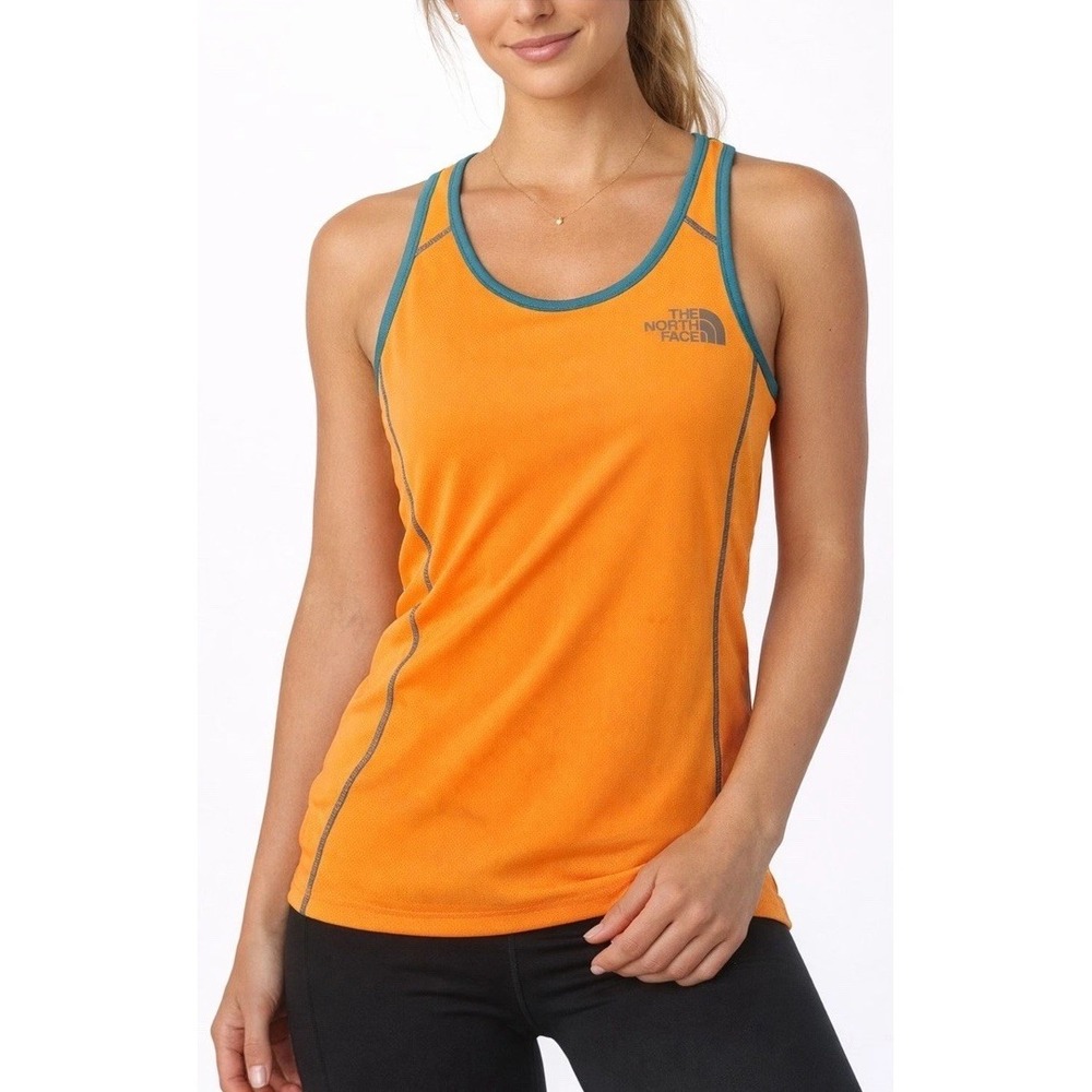 The North Face FlashDry Tank‎ Top Womens Orange Athletic Running Mesh Medium